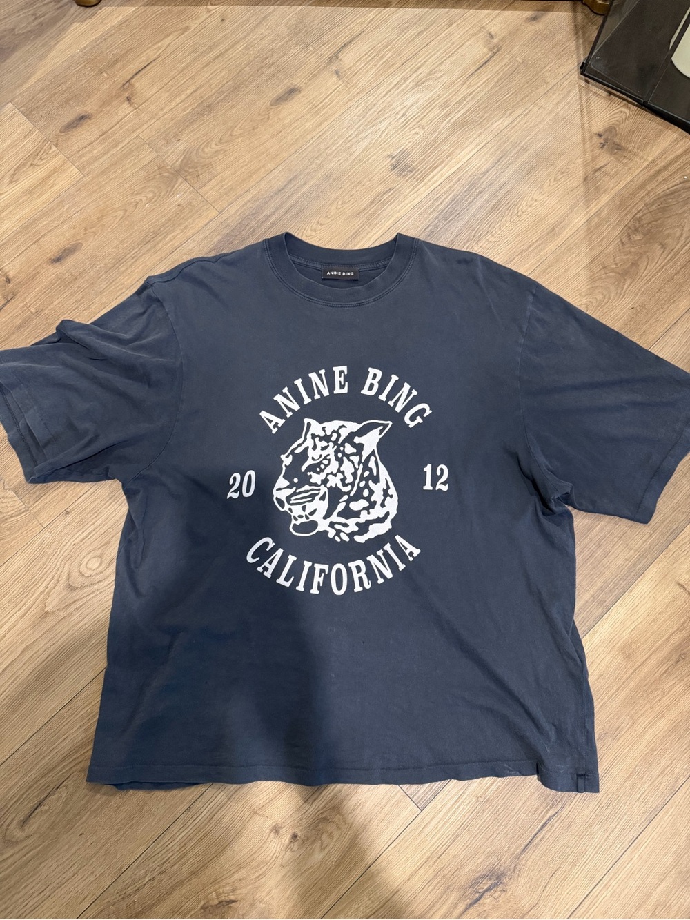 Anine Bing Navy Graphic Leopard Tee